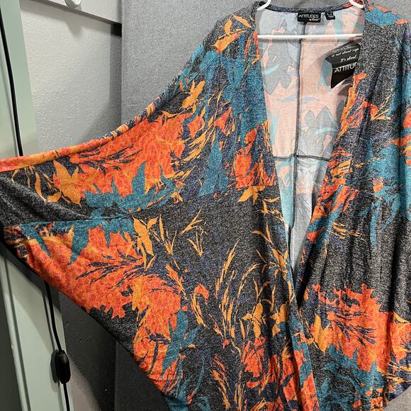 Attitudes by Renee Global Illusions Casknit Cocoon Cardigan Jungle Orchid Size1X - Picture 9 of 14